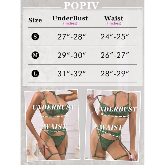 Women's Red Sexy Lingerie Set Push Up Lace Garter Belt Bra And Panty Set - Picture 6 of 6